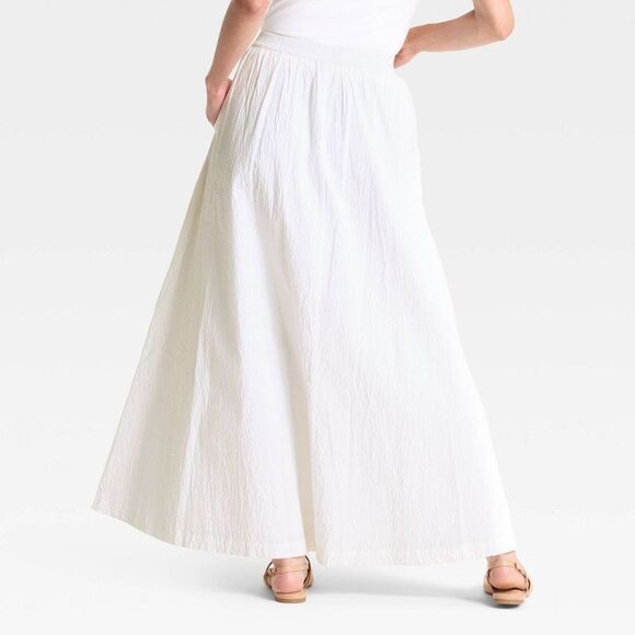 A New Day - Women's Maxi Picnic A-Line Skirt - A New Day White White - Picture 2 of 3